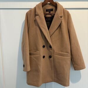 Marc New York Andrew Marc Coat Womens Medium Camel Wool Blend Double Breasted